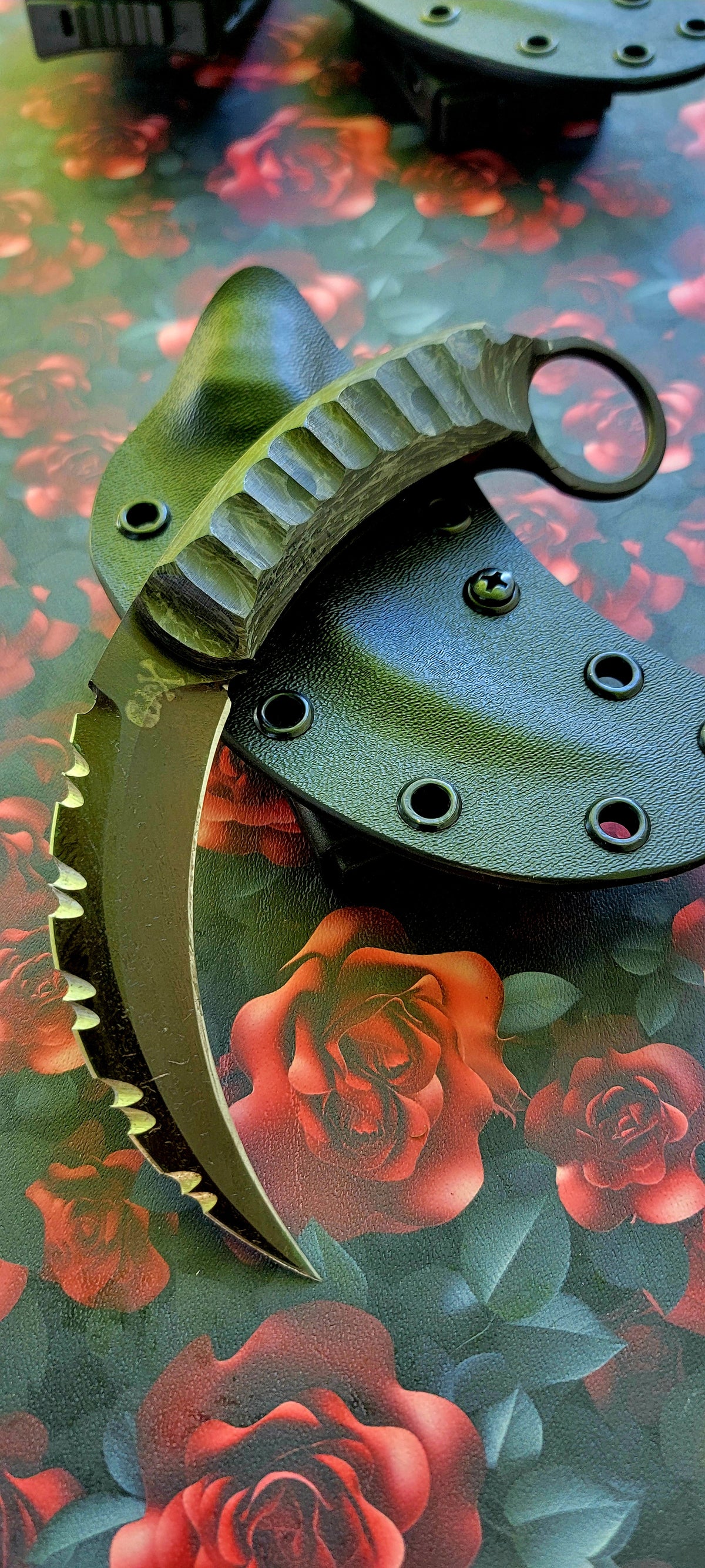 Custom Watchman Karambit Marbled carbon fiber